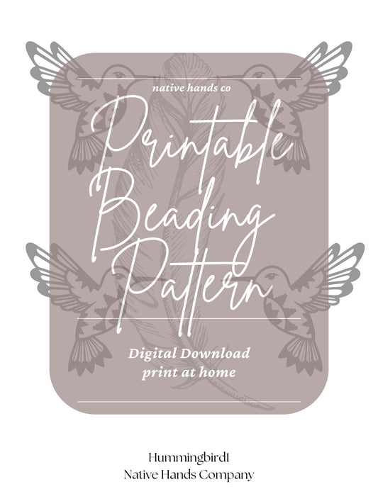 3 sizes Native Beadwork Printable Mirrored Hummingbirds FlatstitchTemplate PDF Beading
