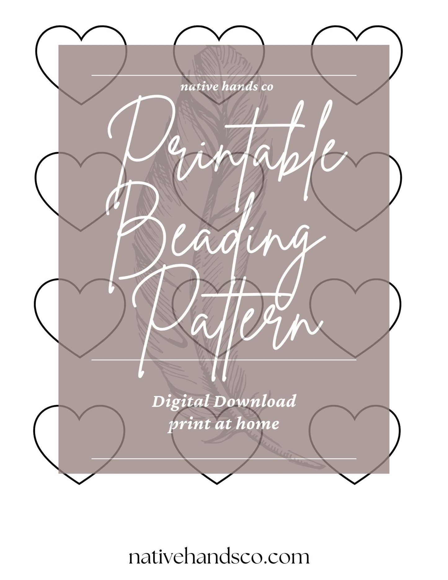 Native Beadwork Printable Heart Flat Stitch Template 4 SIZES PDF Beading Pattern Print At Home P-HEARTS-1