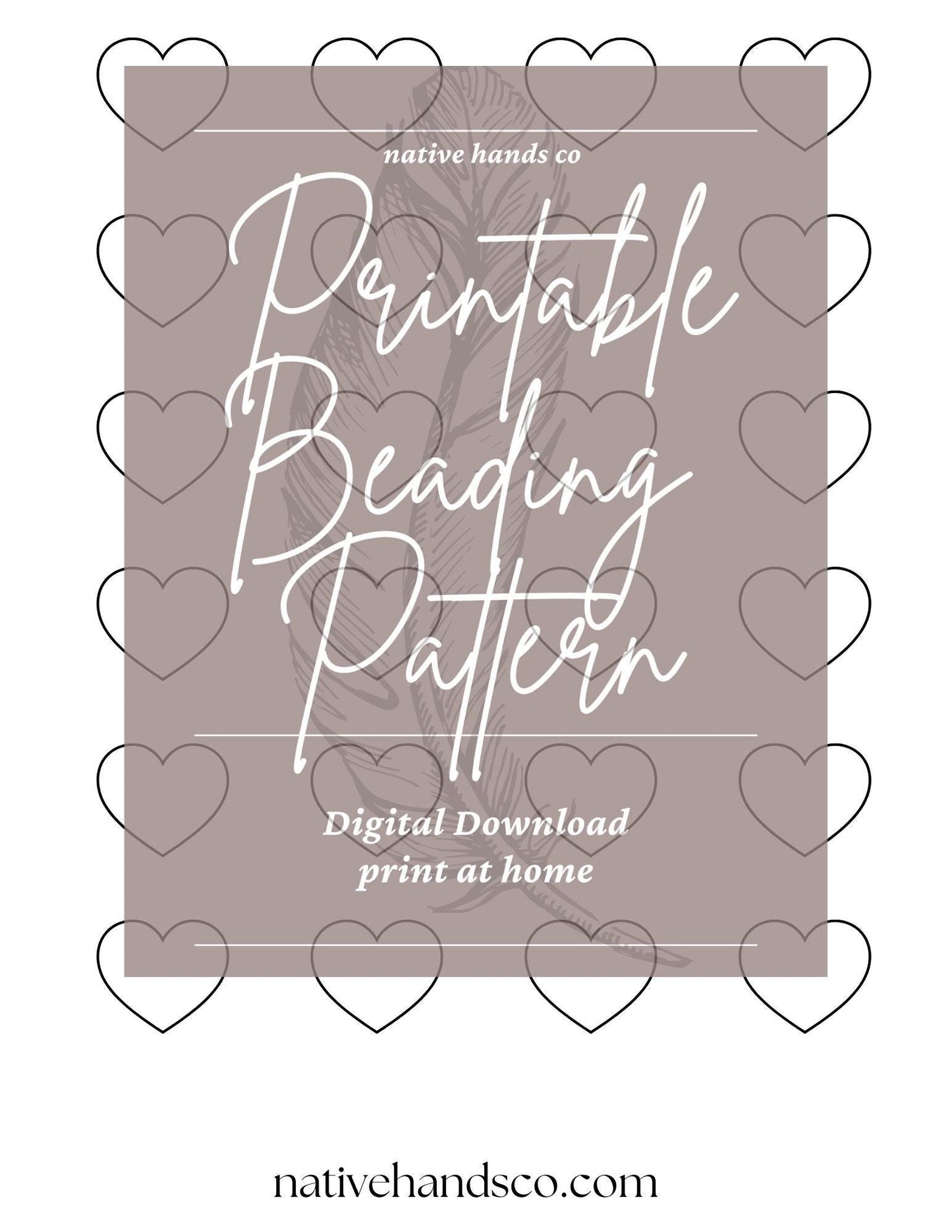 Native Beadwork Printable Heart Flat Stitch Template 4 SIZES PDF Beading Pattern Print At Home P-HEARTS-1
