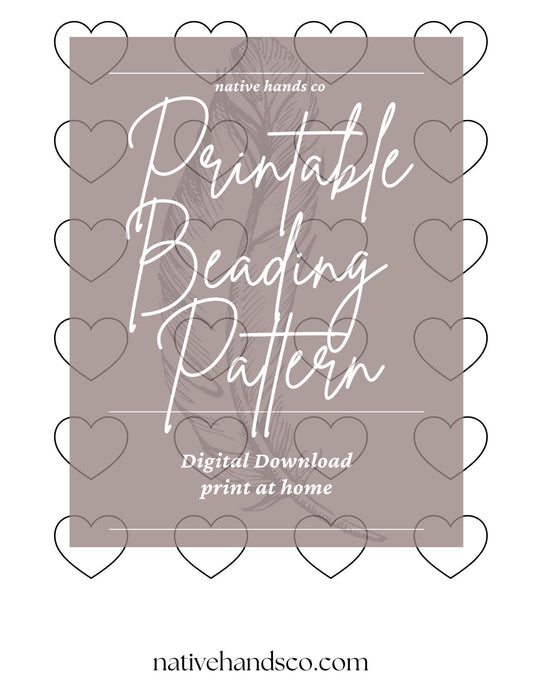 Native Beadwork Printable Heart Flat Stitch Template 4 SIZES PDF Beading Pattern Print At Home P-HEARTS-1