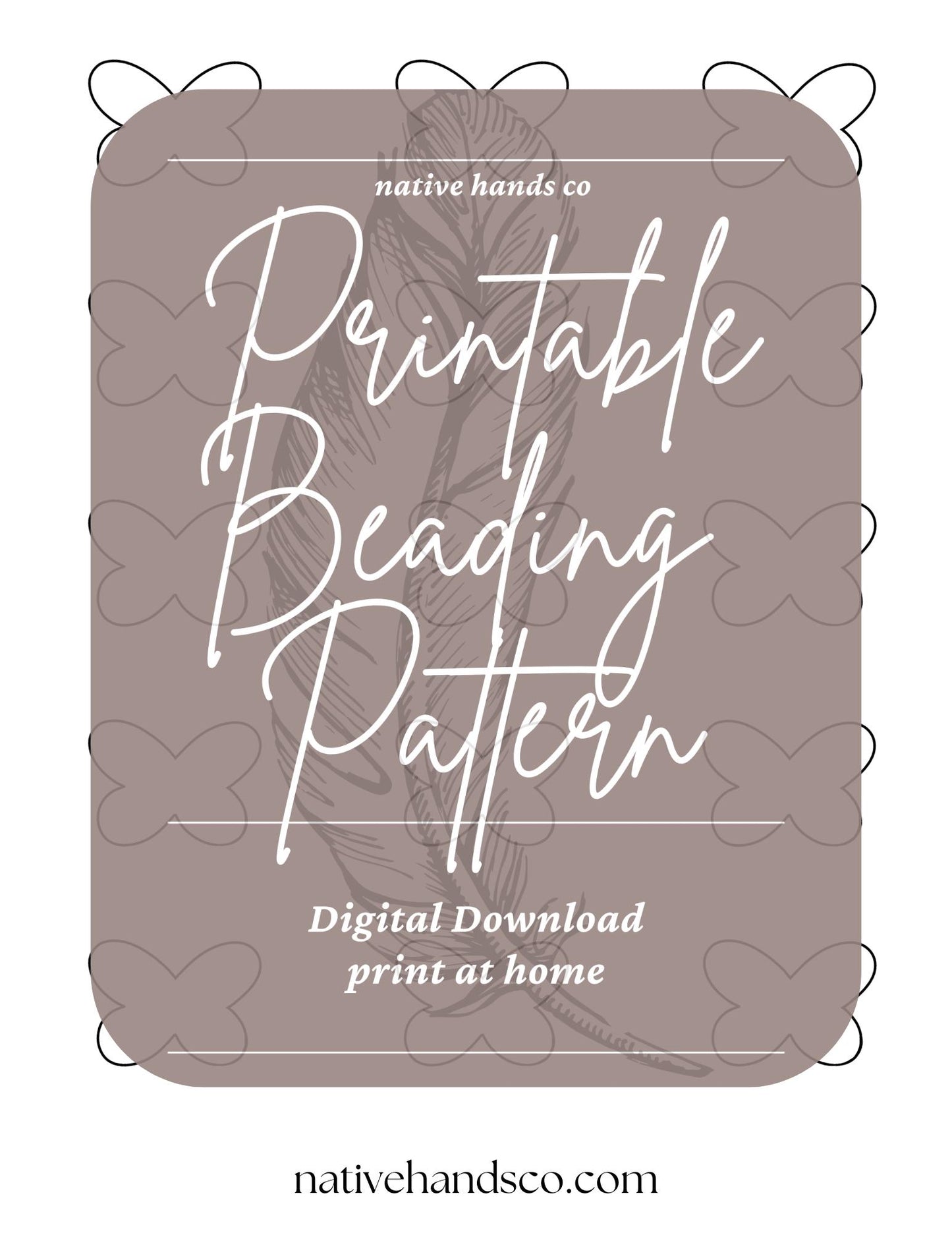 3 Sizes Native Beadwork Printable BUTTERFLY Outline Template PDF Beading Pattern