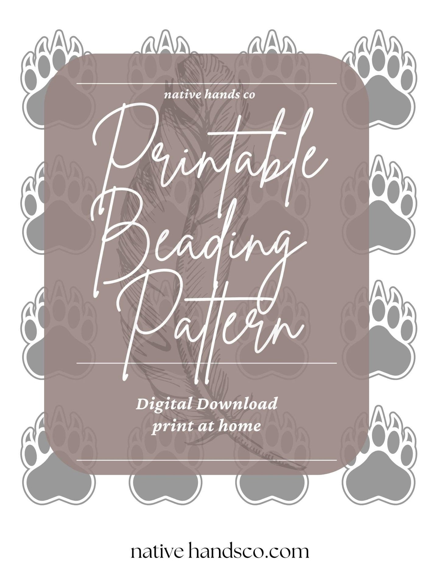3 Sizes Native Beadwork Printable BEAR PAW with Claws Template PDF Beading Pattern Print At Home