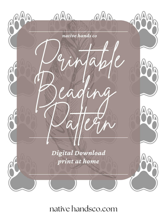 3 Sizes Native Beadwork Printable BEAR PAW with Claws Template PDF Beading Pattern Print At Home