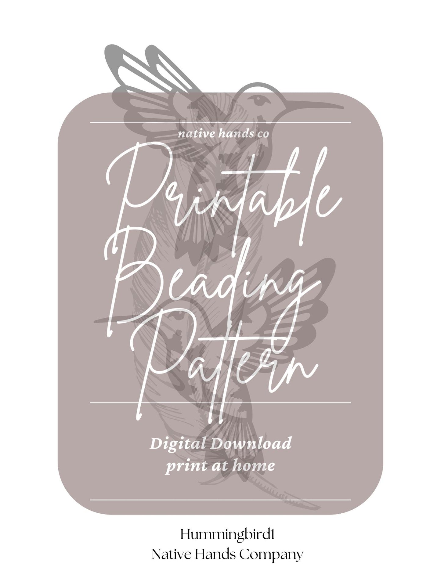 3 sizes Native Beadwork Printable Mirrored Hummingbirds FlatstitchTemplate PDF Beading
