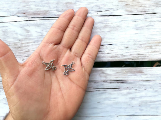 10 PACK Hummingbird Charms 19mmx17mm