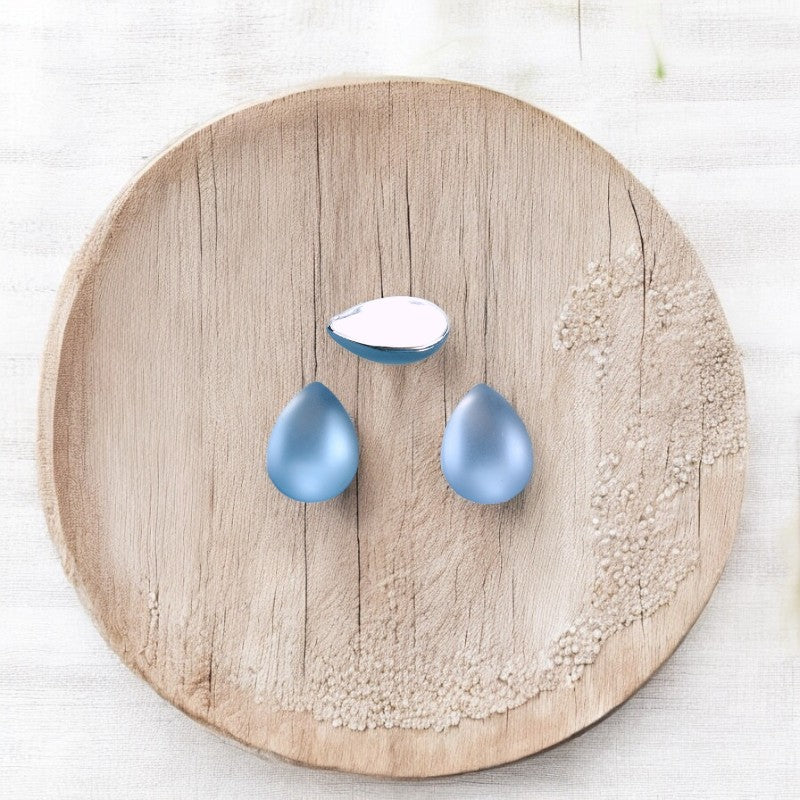 Matte Foil Back Pear Shaped Cabachon Center Pair